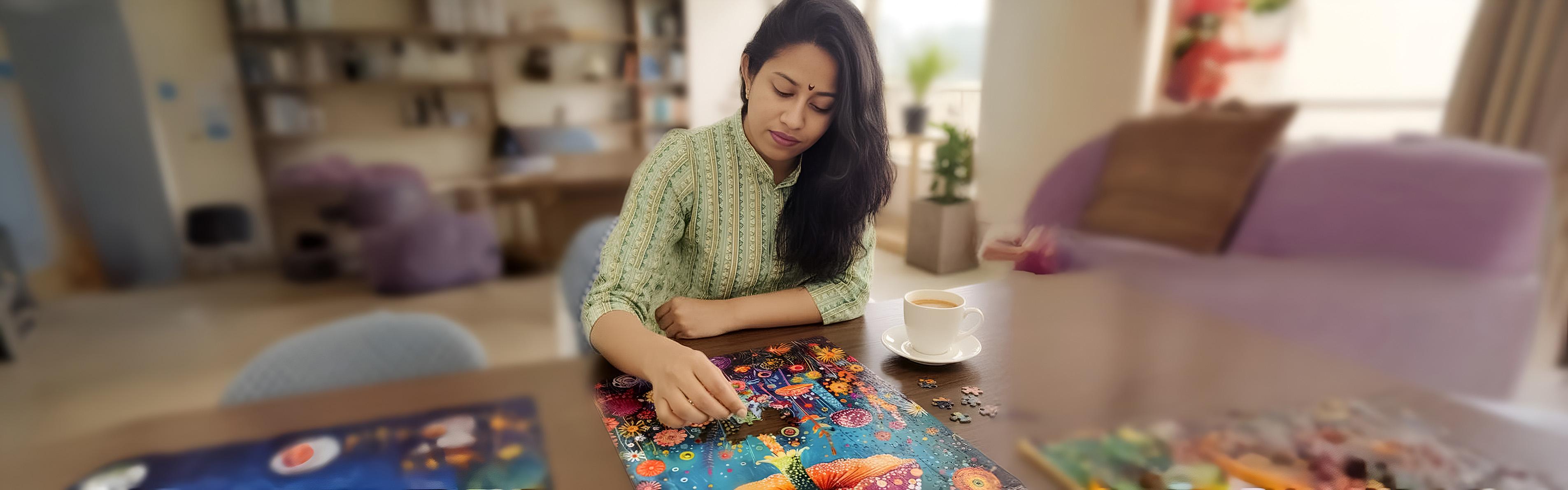 Kids playing puzzles